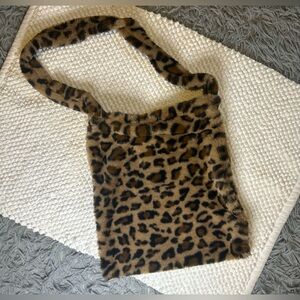 Leopard Print Faux Fur Tote Bag